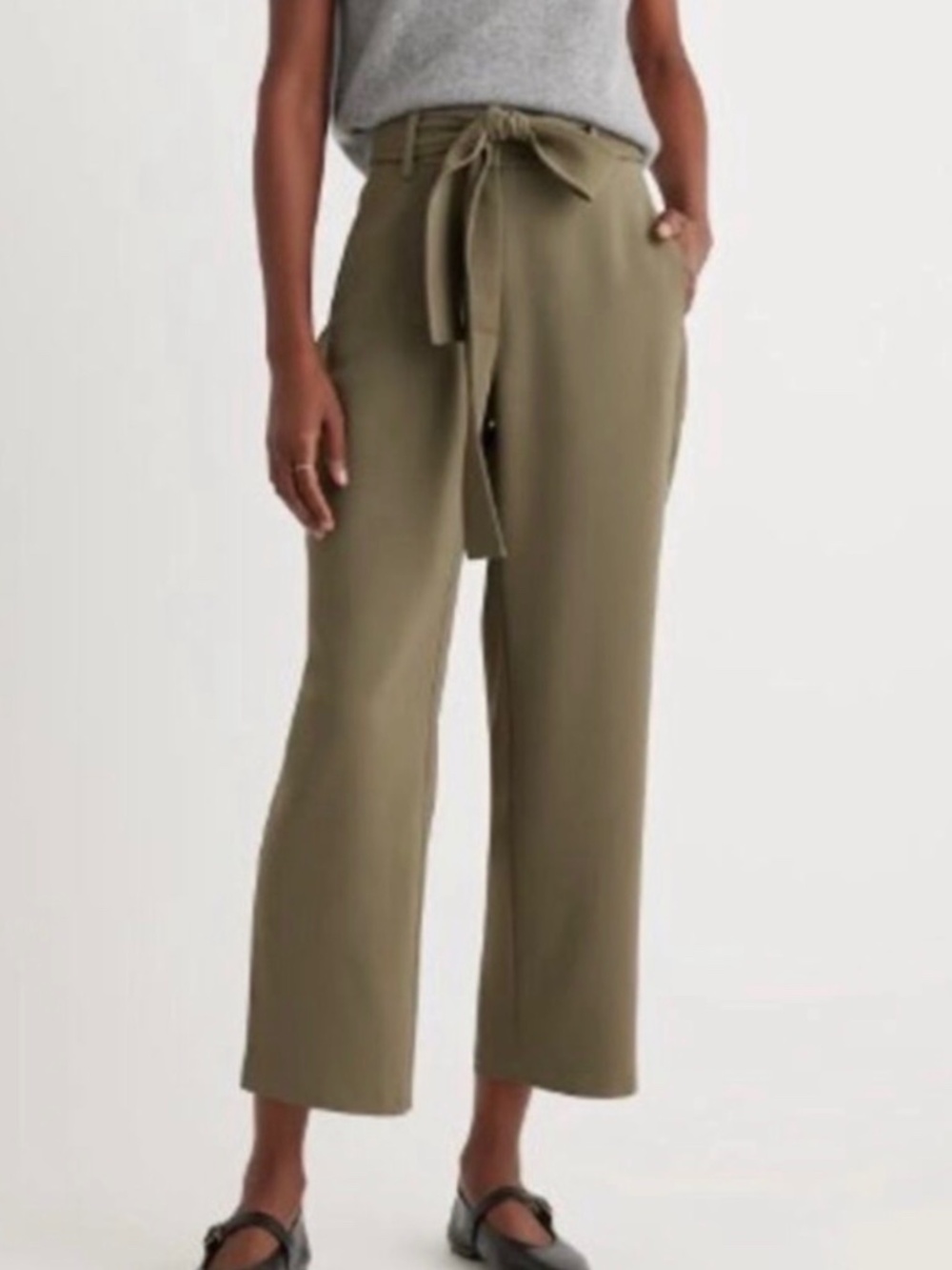 🫒NWT QUINCE STRETCH CREPE PAPERBAG PANT